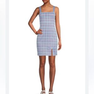 Just Polly Sleeveless Plaid Mini Dress